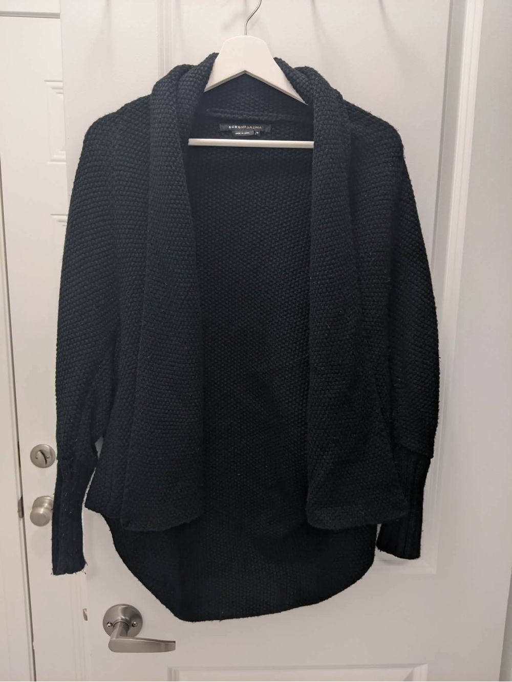 BCBGMAXAZRIA black popcorn knit cocoon cardigan
